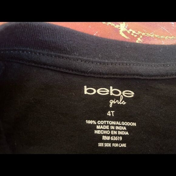 🛍Toddler BeBe Girls Rhinestone Black Logo knot -Front Top- - Picture 12 of 13